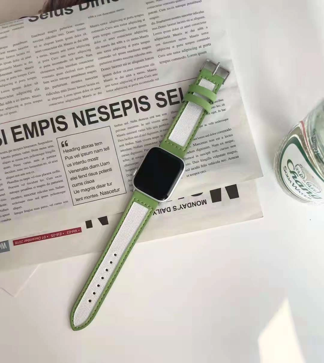 Dây đồng hồ Apple Watch 38mm/ 40mm/ 41mm/ 42mm/ 44mm/ 45mm (chất liệu da bò, họa tiết kẻ sọc) series 1 đến series 7